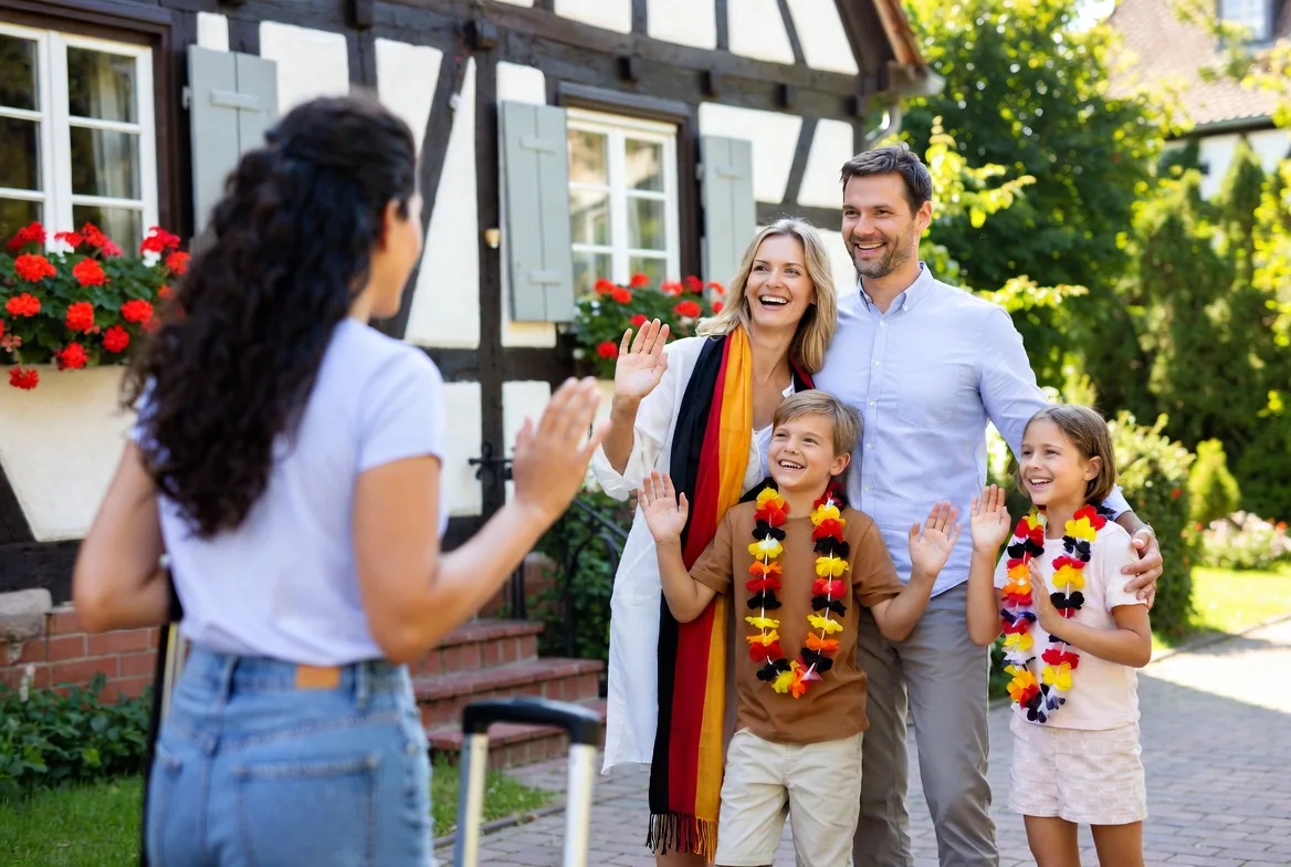 Au Pair und Kinder verbringen gemeinsam Zeit