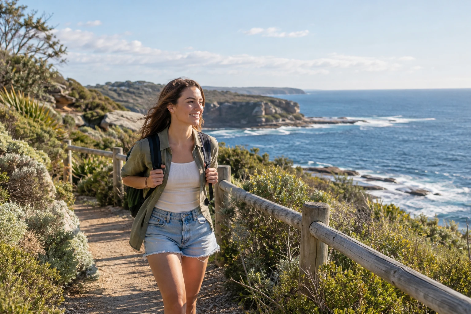 Ein Au Pair erkundet einen australischen Küstenweg.
